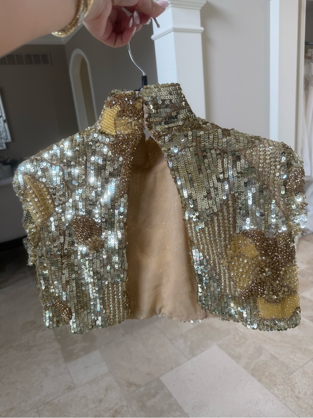 Albina dress Gold Sequin Off-Shoulder Evening Dress - Picture 4 of 4